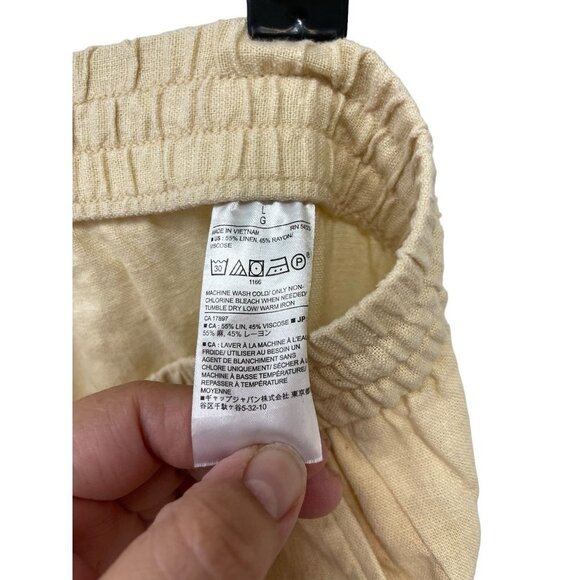 Banana Republic Ivory Lounge Cargo Cropped Jogger Linen Blend Pull On Pant Large - Picture 3 of 5